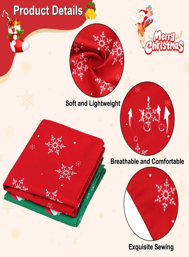 Vivifying Christmas Dog Bandana 2 Pack - Holiday Pet Scarves with Santa & Snowflake Prints, Red and Green Reversible Triangle Dog Bibs for Small, Medium & Large Dogs (Size L) - Image 3